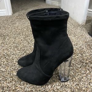 Black clear ankle boots